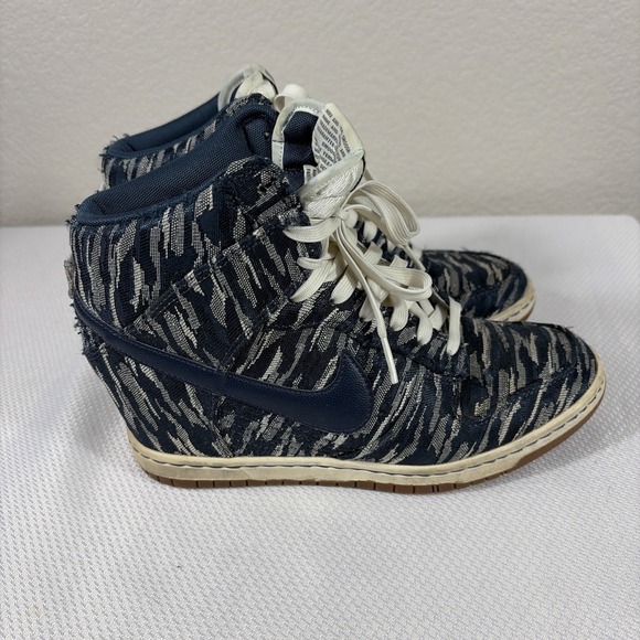 Nike Sky Dunk Hi Armory Navy Blue Womes Hidden Wedge Heel Shoes 585560 Size 8 - Picture 2 of 8